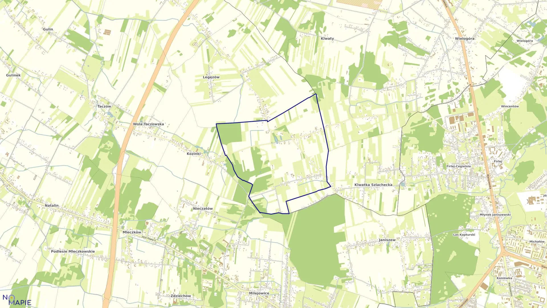 Mapa obrębu DĄBRÓWKA NAGÓRNA KOLONIA w gminie Zakrzew