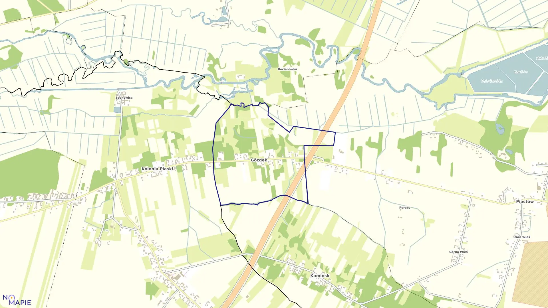 Mapa obrębu GÓZDEK w gminie Zakrzew