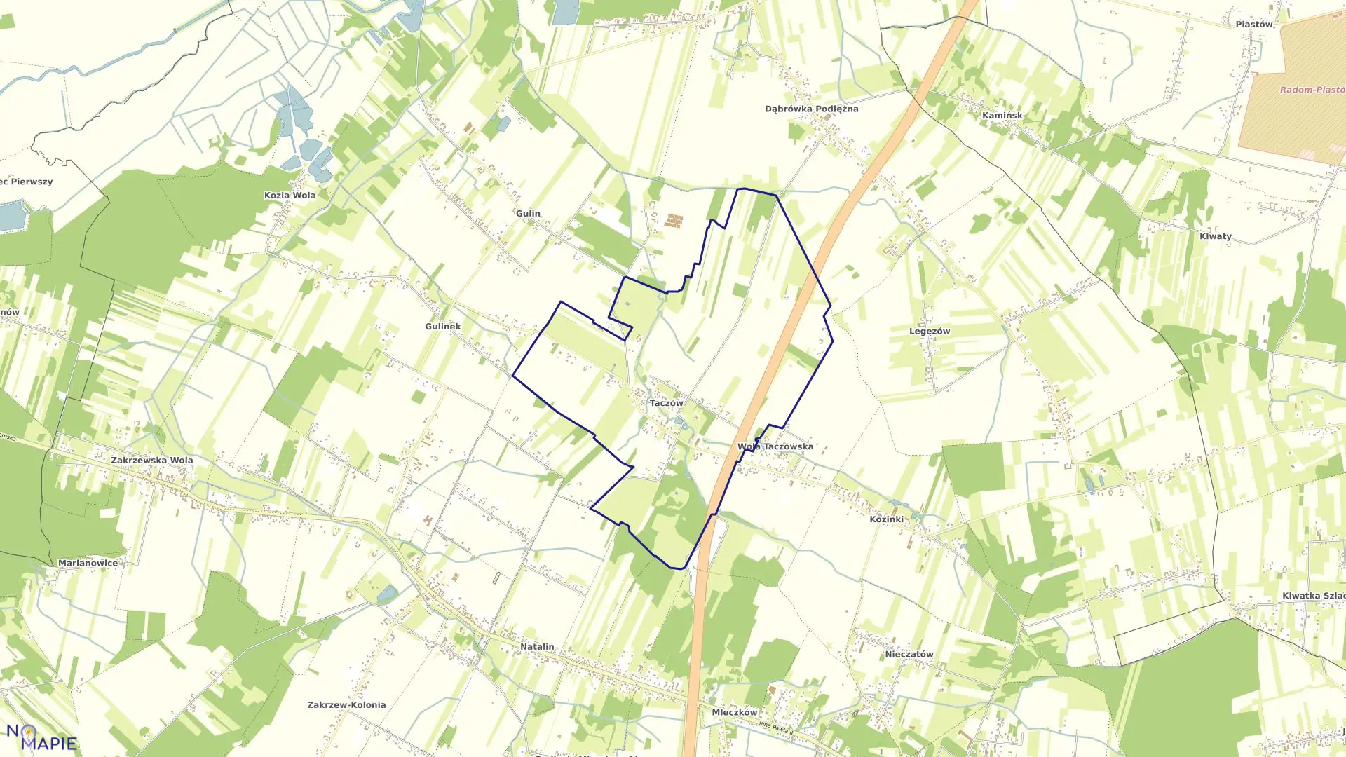 Mapa obrębu TACZÓW w gminie Zakrzew