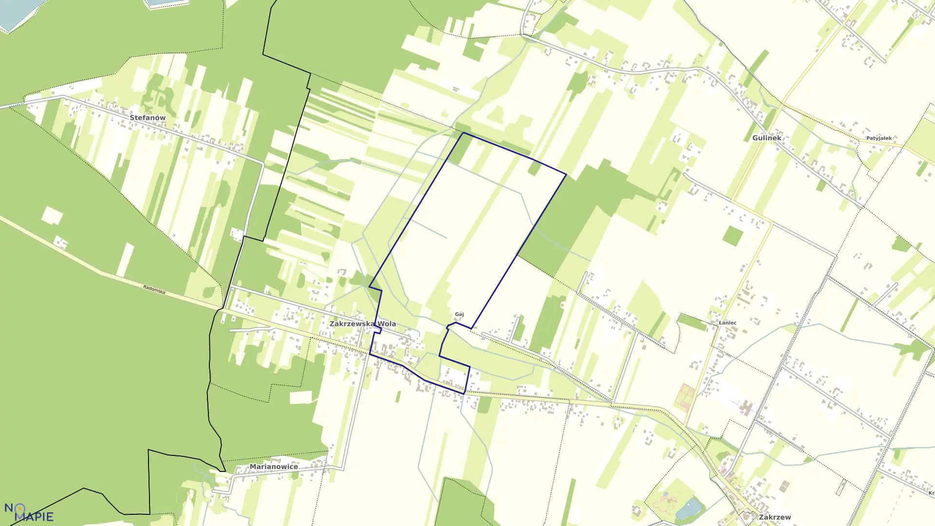 Mapa obrębu ZAKRZEWSKA WOLA KOLONIA w gminie Zakrzew